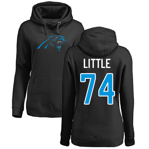 Carolina Panthers Black Women Greg Little Name and Number Logo NFL Football #74 Pullover Hoodie Sweatshirts->nfl t-shirts->Sports Accessory